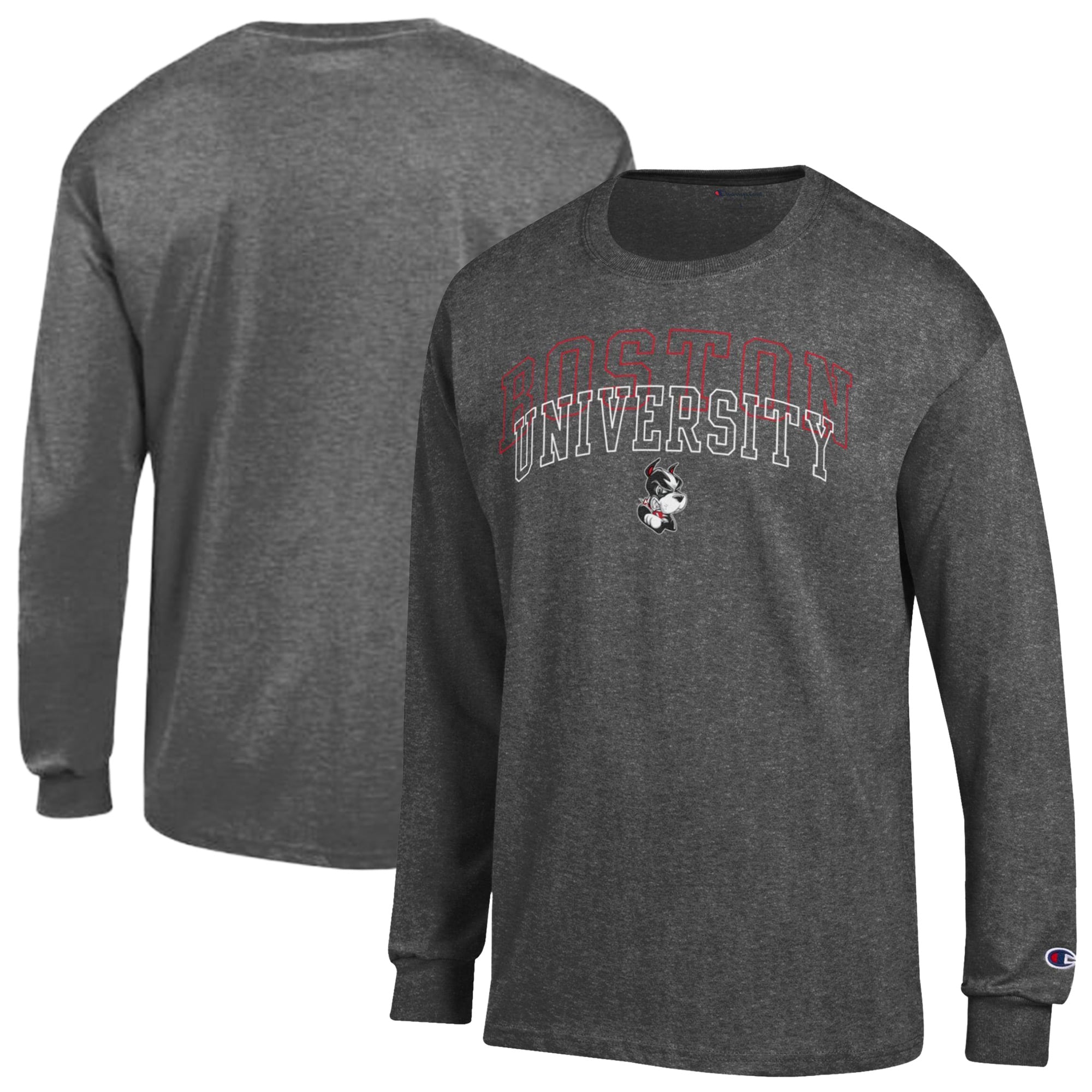T-shirt à manches longues noir champion de l'équipe l'Université Boston pour hommes