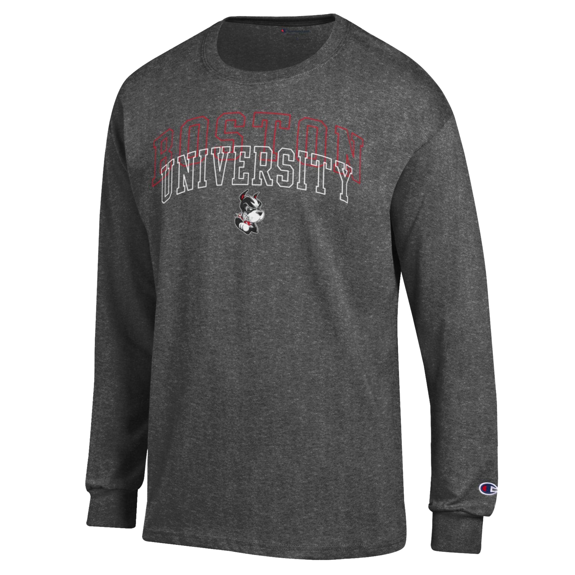 T-shirt à manches longues noir champion de l'équipe l'Université Boston pour hommes