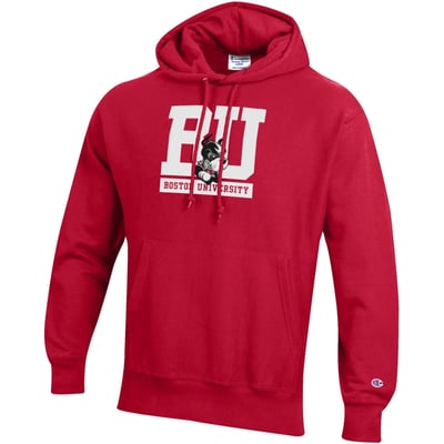 Boston University Champion  Reverse Weave Hoodie - Scarlet