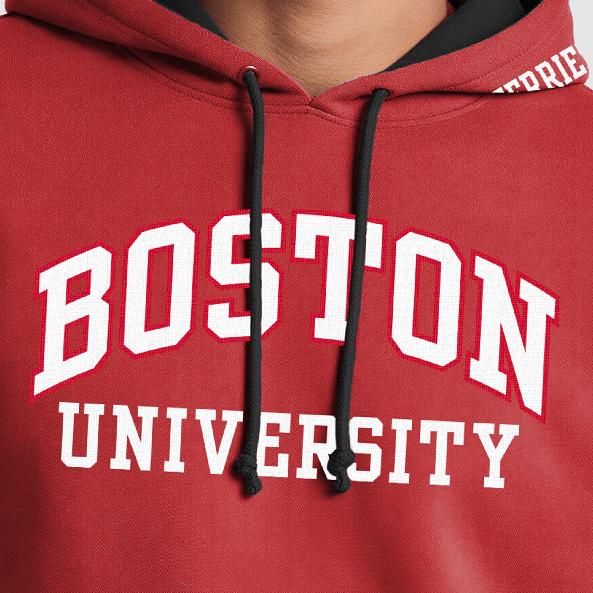 Men's Champion Scarlet/Black Boston University Contrast Hoodie