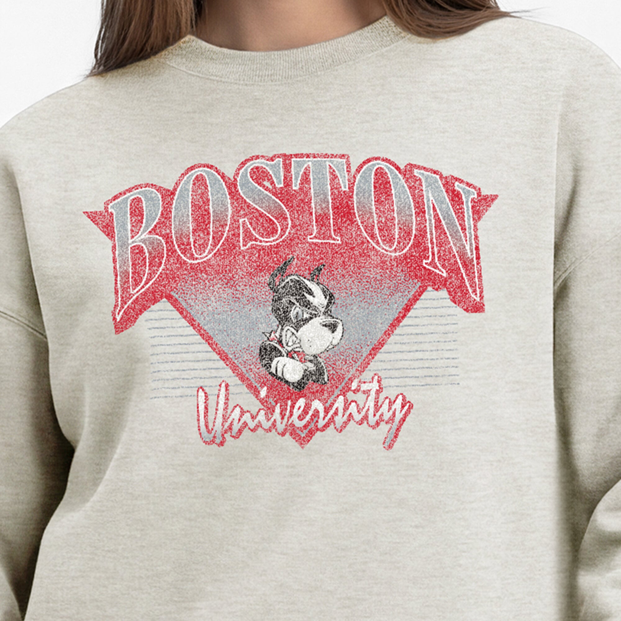 Women's Champion  Oatmeal Boston University All-Star Weave Sweatshirt
