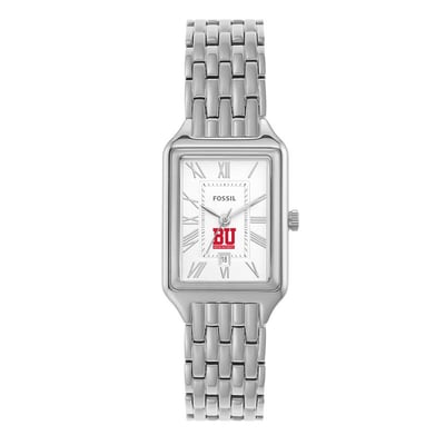 Boston University Fossil Women's Raquel Three-Hand Date Stainless Steel Watch