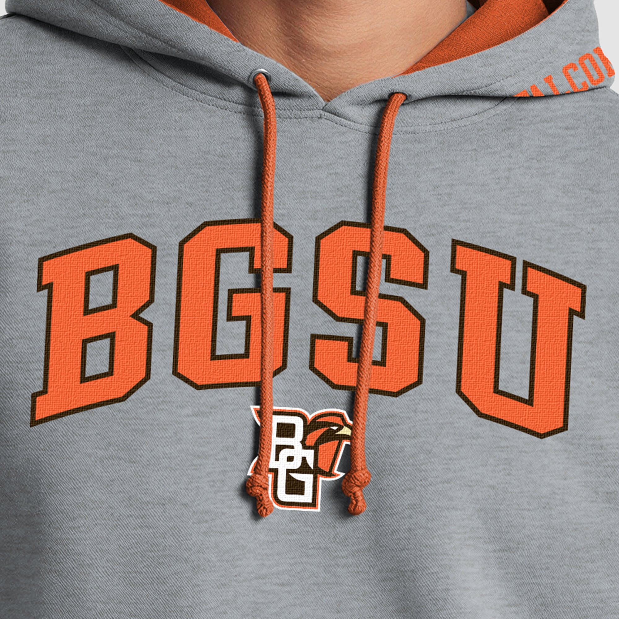 Men's Champion Heather Gray/Orange Bowling Green St. Falcons Contrast Hoodie