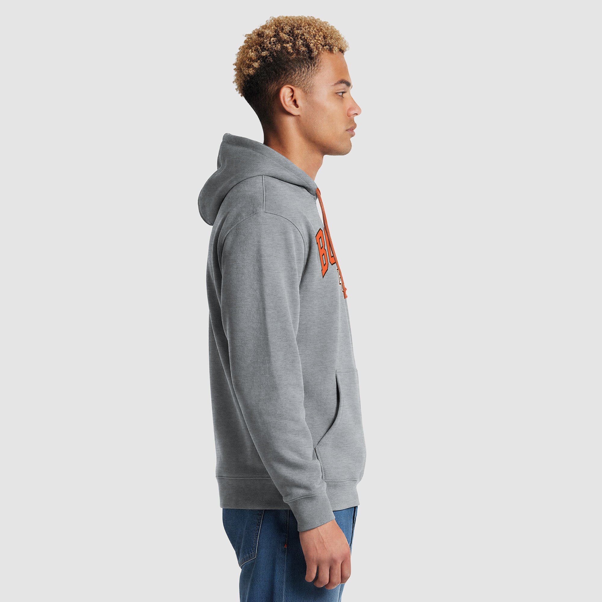 Men's Champion Heather Gray/Orange Bowling Green St. Falcons Contrast Hoodie