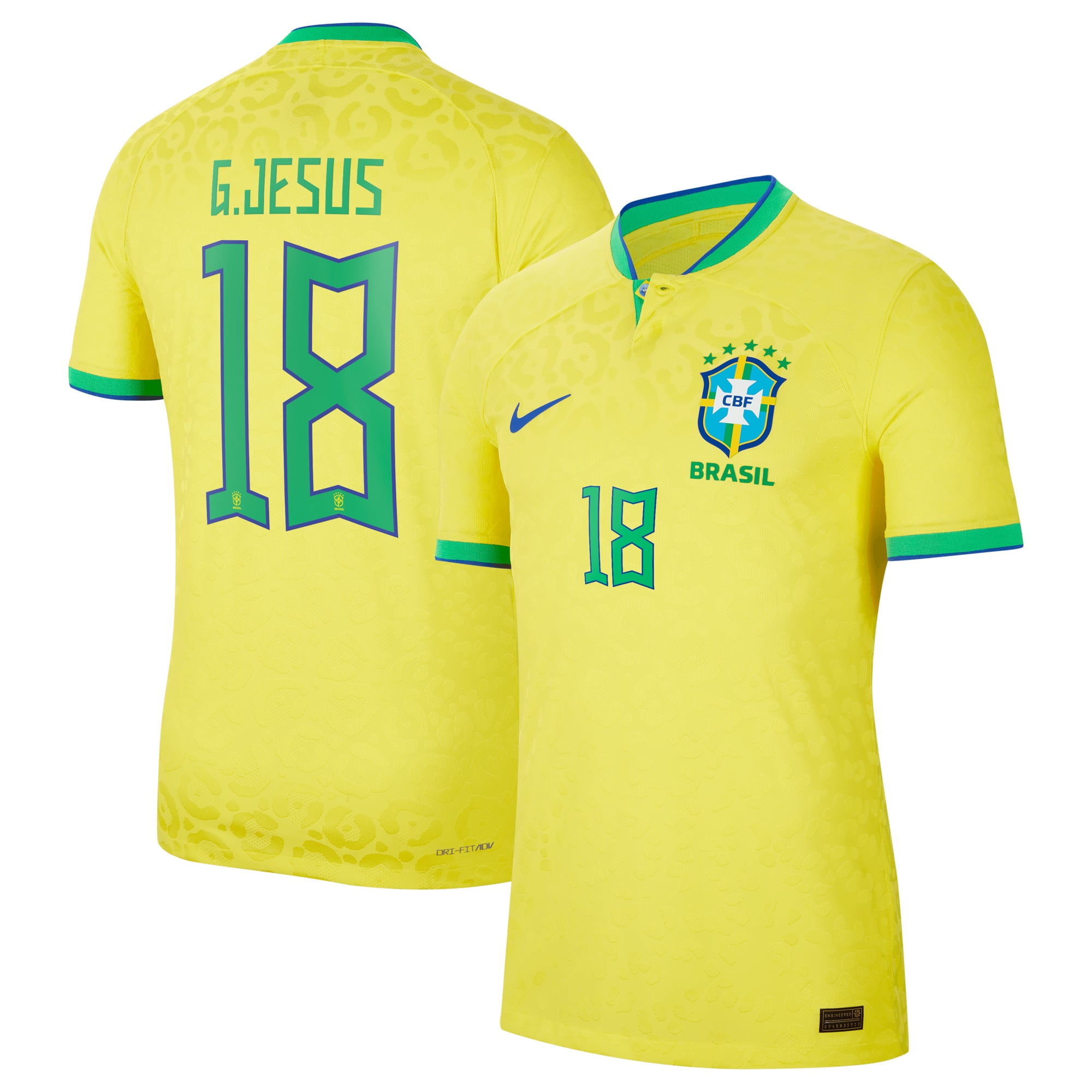 Gabriel Jesus Brazil National Team Nike 2022/23 Authentic Home