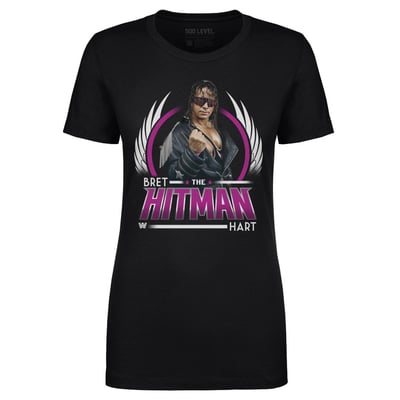 Bret Hart 500 Level Women's The Hitman Wings T-Shirt - Black
