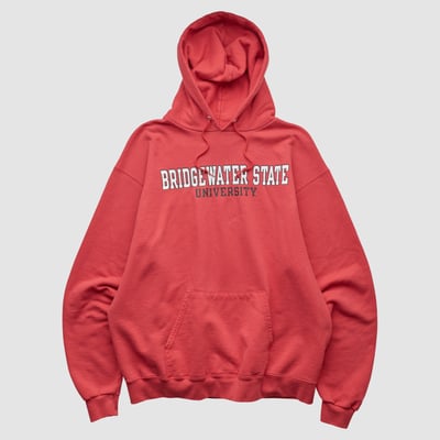 Bridgewater State Bears Champion 2000s Hooded Pullover Sweatshirt - Red - L by Fanatics Real Vintage