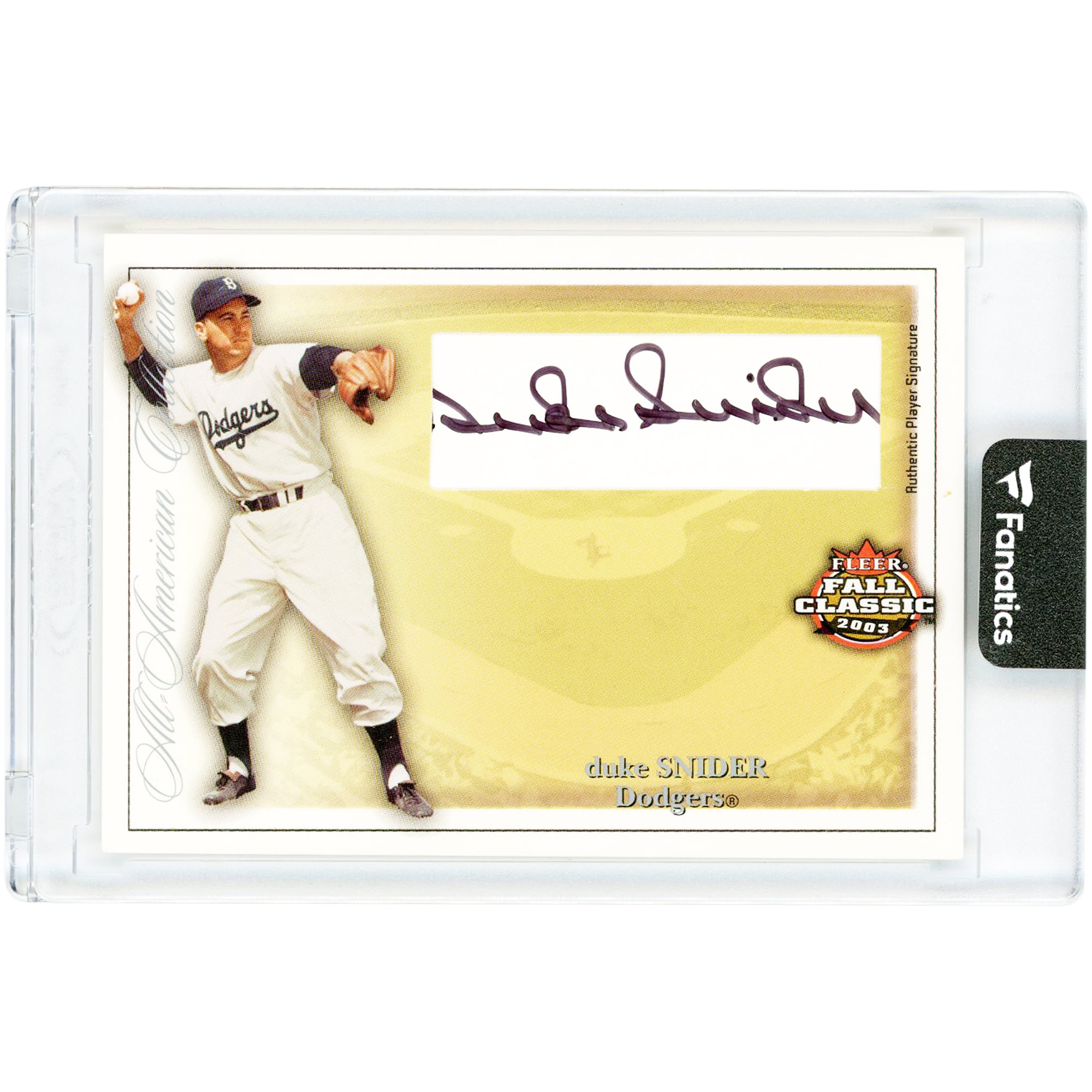 Duke Snider Brooklyn Dodgers Autographed 2003 Fleer Fall Classic All American Collection #AAA/DS #11/50 Card