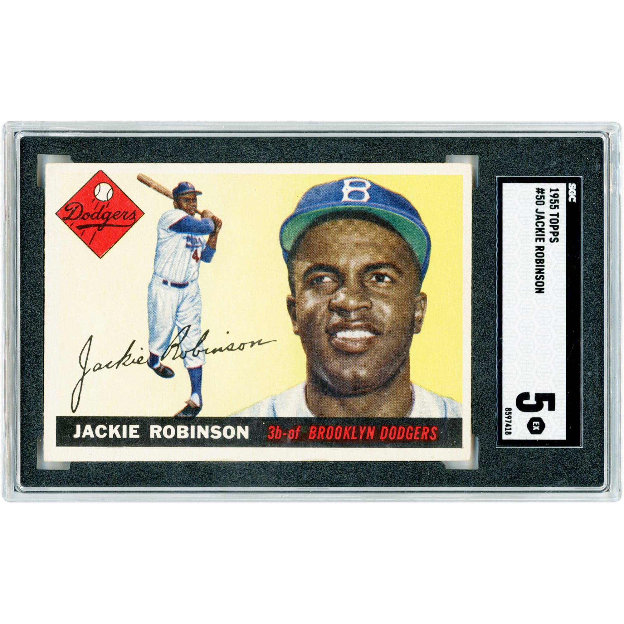 Jackie Robinson Brooklyn Dodgers 1955 Topps #50 SGC Authenticated 5 Card