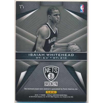 2016-17 Totally Certified Fabric of the Game Rookie Jerseys Camo #11 Isaiah Whitehead
