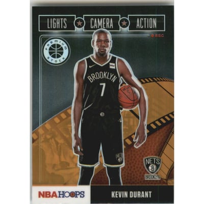 2019-20 Hoops Premium Stock Lights Camera Action Orange #1 Kevin Durant