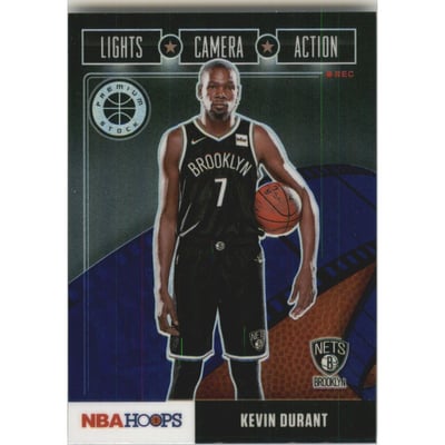 2019-20 Hoops Premium Stock Lights Camera Action Purple #1 Kevin Durant