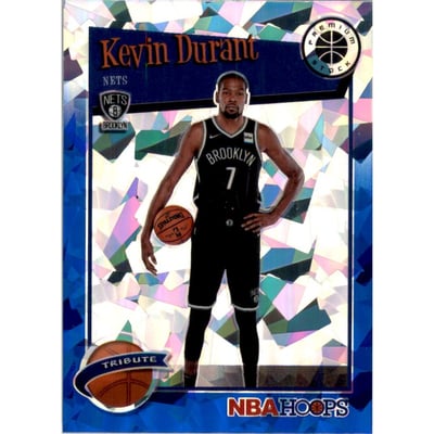 2019-20 Hoops Premium Stock Prizms Blue Cracked Ice #284 Kevin Durant
