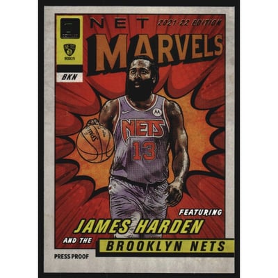 2021-22 Donruss Net Marvels Press Proof Black Letters #13 James Harden