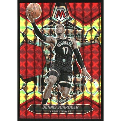 2023-24 Panini Mosaic Mosaic Choice Fusion Red and Yellow #148 Dennis Schroder