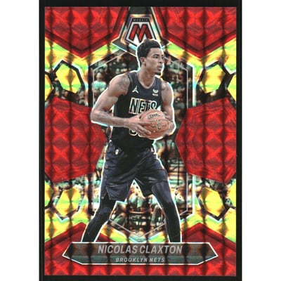 2023-24 Panini Mosaic Mosaic Choice Fusion Red and Yellow #179 Nicolas Claxton