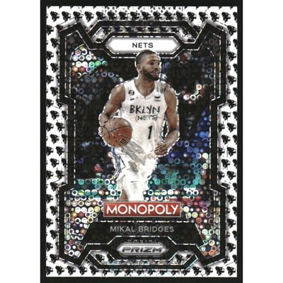 2023-24 Panini Prizm Monopoly Monopoly Man Black and White #10 Mikal Bridges