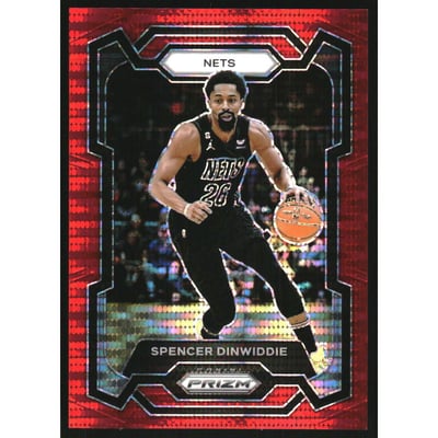 2023-24 Panini Prizm Prizms Red Seismic #84 Spencer Dinwiddie
