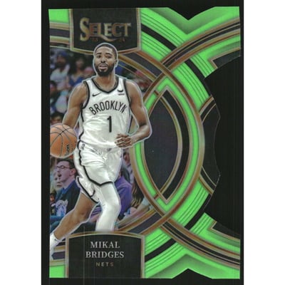 2023-24 Select Prizms Neon Green Die-Cut #167 Mikal Bridges