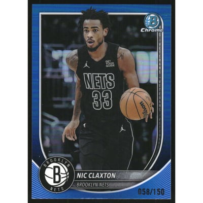 2025-26 Bowman Chrome Blue Refractors #BCV150 Nic Claxton