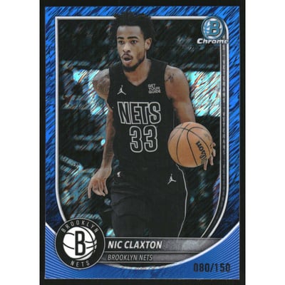 2025-26 Bowman Chrome Blue Shimmer Refractors #BCV150 Nic Claxton