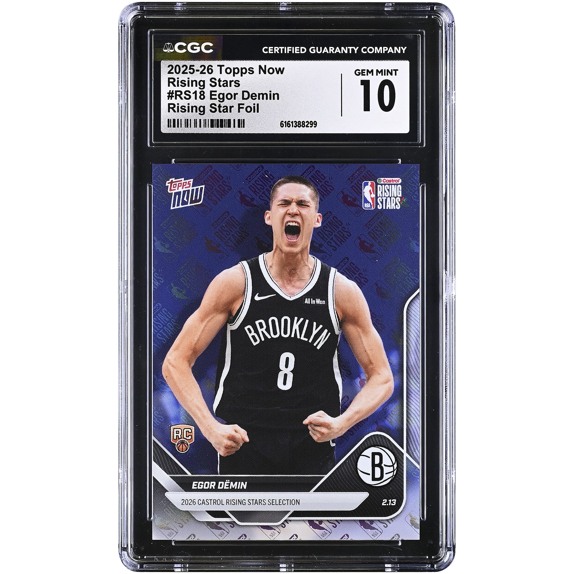 Egor Demin Brooklyn Nets 2025-26 Topps Now Rising Stars Foil #RS18 CGC Authenticated 10 Rookie Card