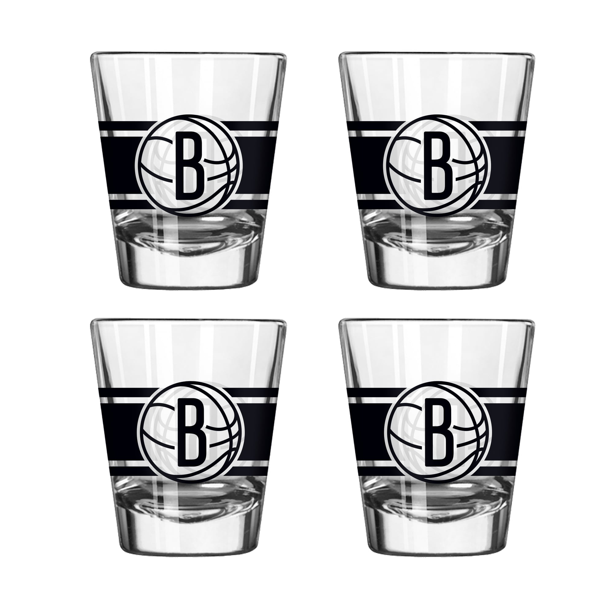 Ensemble de quatre verres à shot rayés Logo Brands Brooklyn Nets