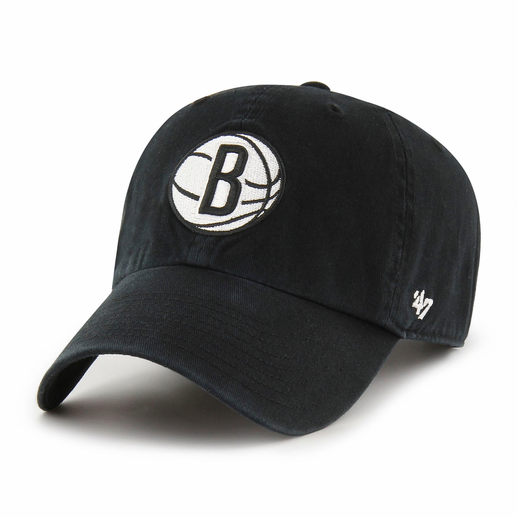 Men's Brooklyn Nets '47 Black Core Logo Clean Up Adjustable Hat