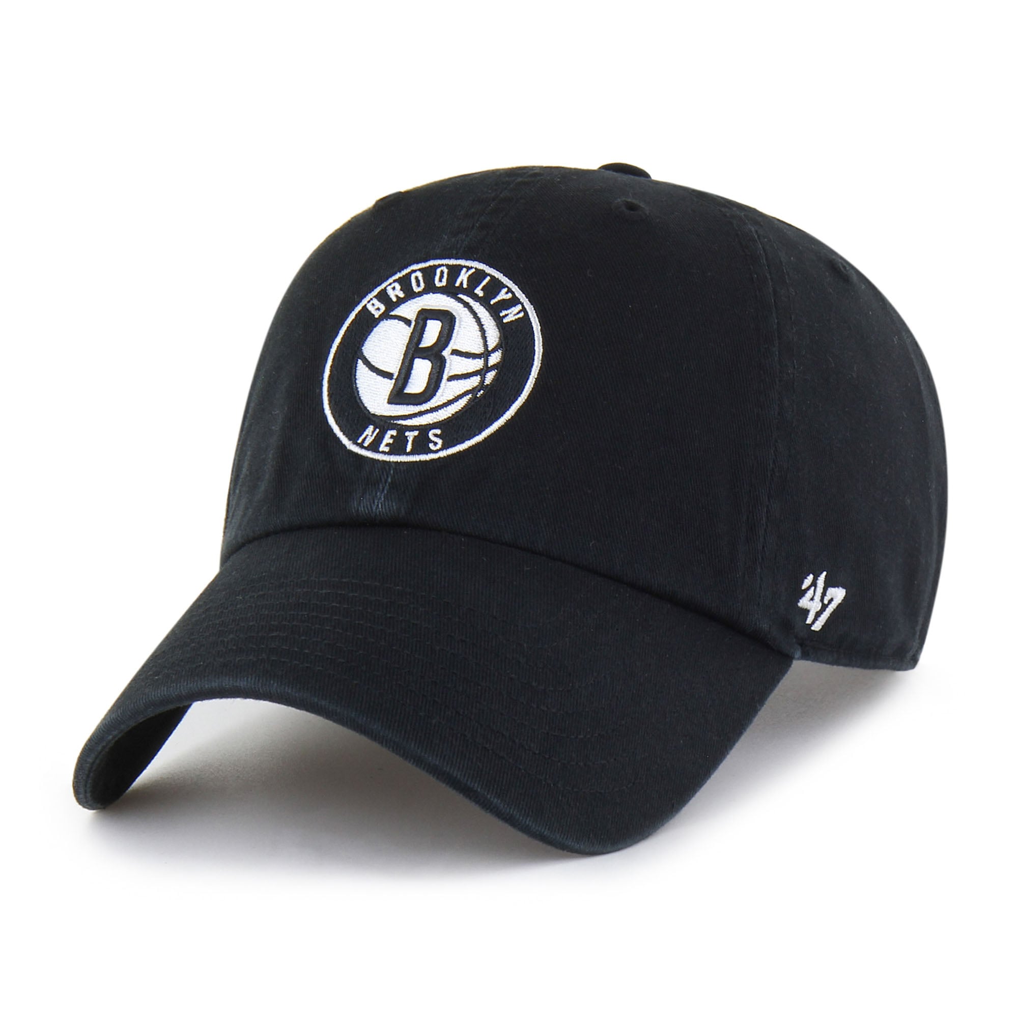 Men's Brooklyn Nets '47 Black Core Logo Clean Up Adjustable Hat