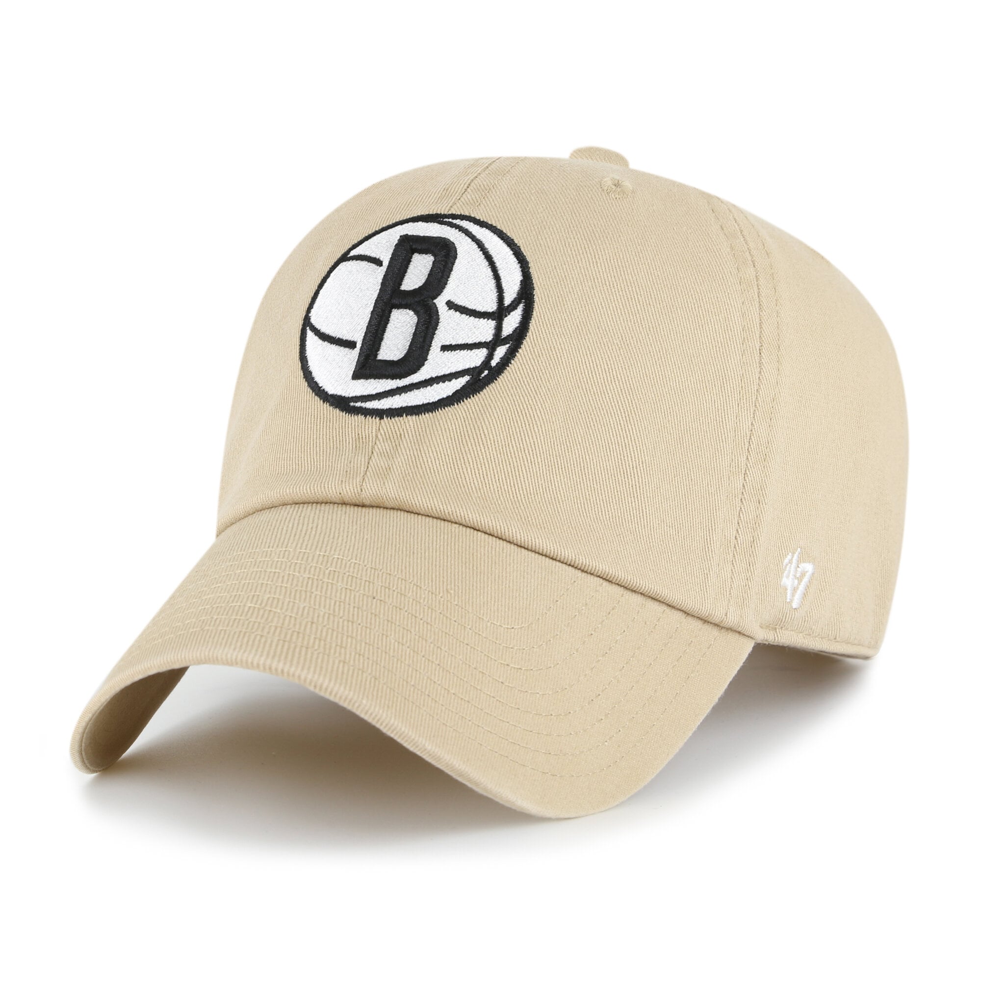 Men's Brooklyn Nets '47 Khaki Logo Clean Up Adjustable Hat