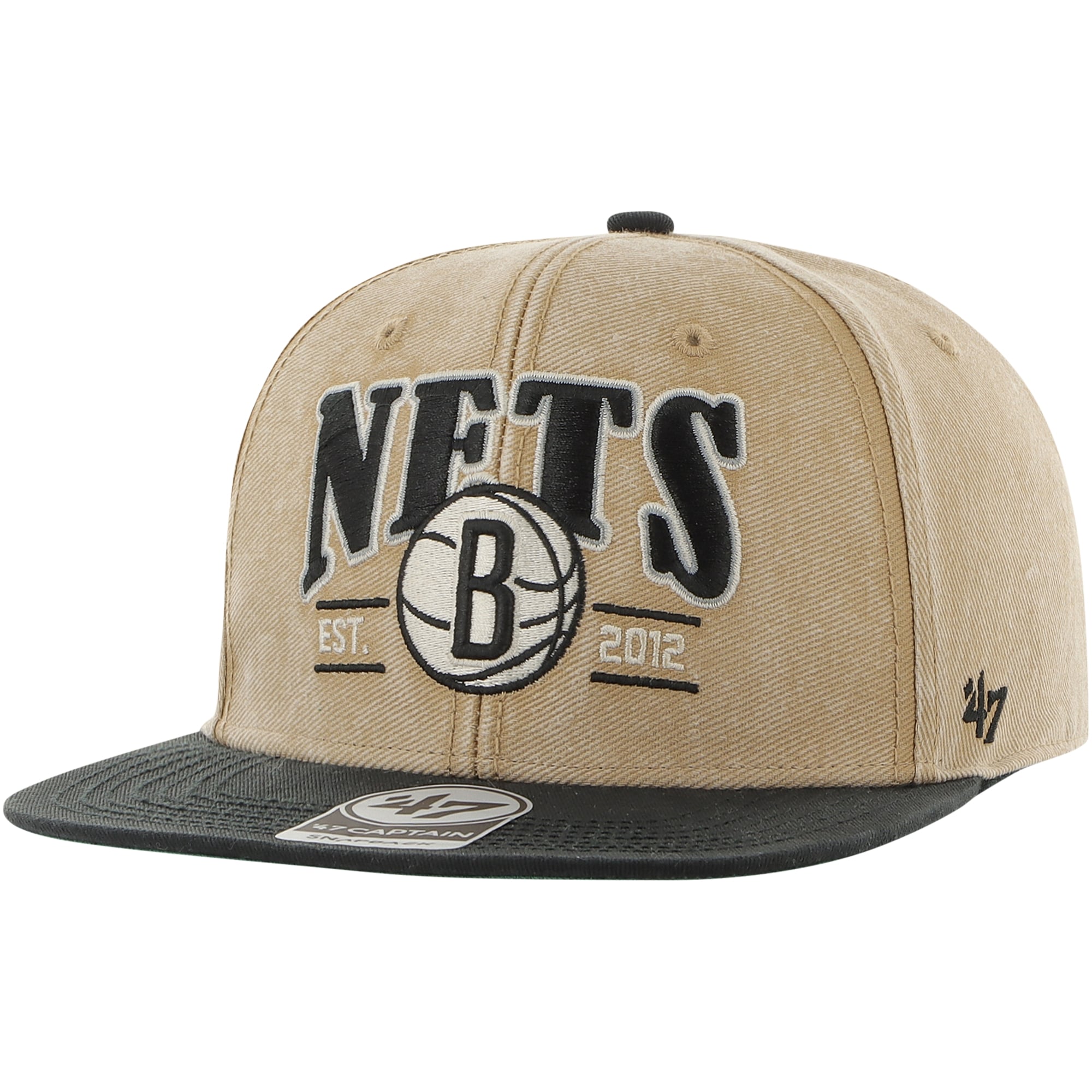 Men's Brooklyn Nets '47 Khaki/Black Chilmark Captain Snapback