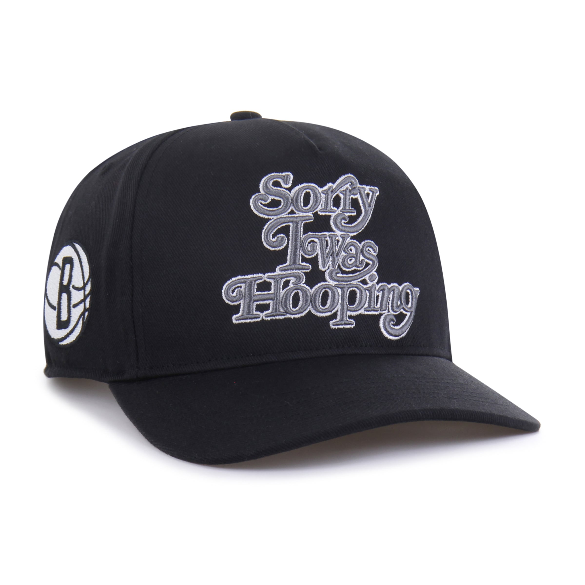 Men's Brooklyn Nets Brand Seen by '47 Black Sorry I Was Hooping Hitch Adjustable Hat