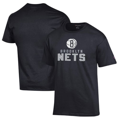 T-shirt en coton noir Champion Brooklyn Nets pour homme