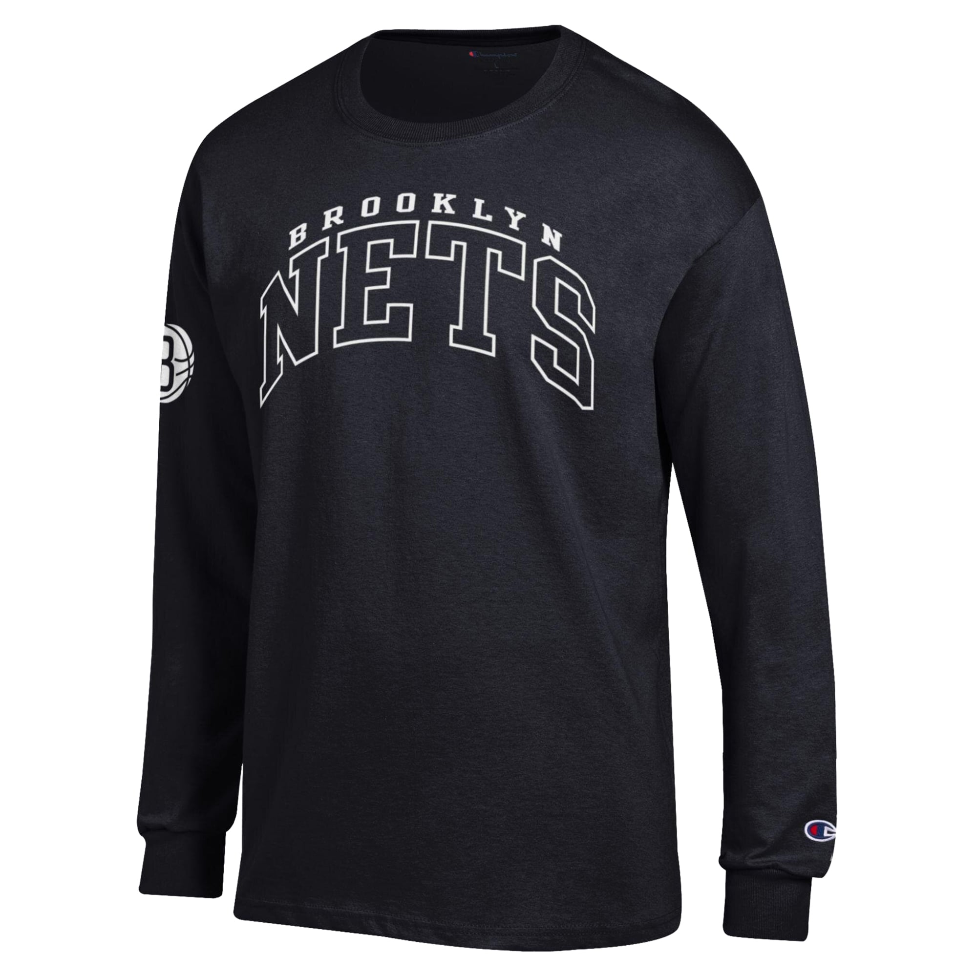 T-shirt à manches longues Champion noir Brooklyn Nets pour homme