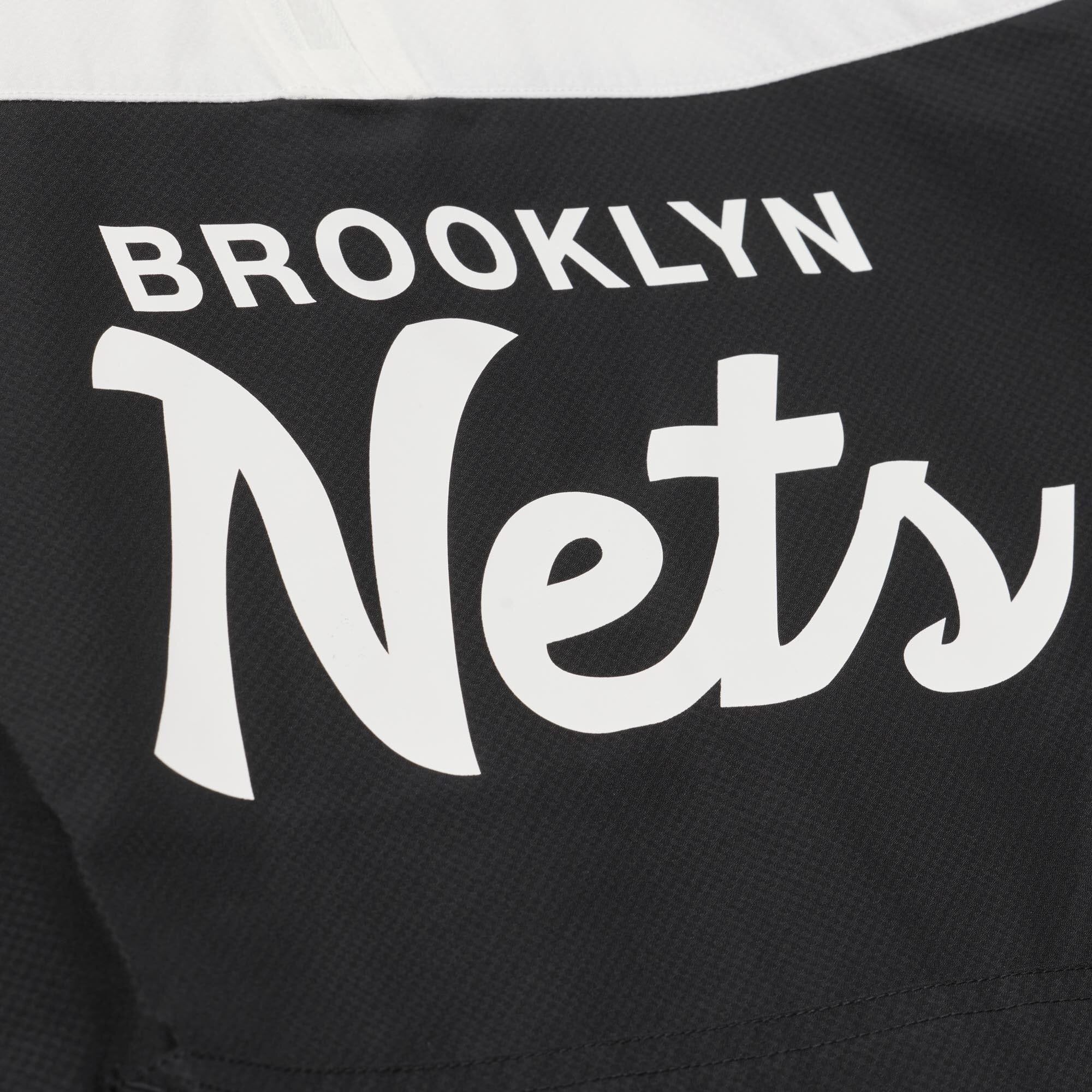 Men's Mitchell & Ness  Black Brooklyn Nets Head Coach Lightweight Anorak Quarter-Zip Windbreaker