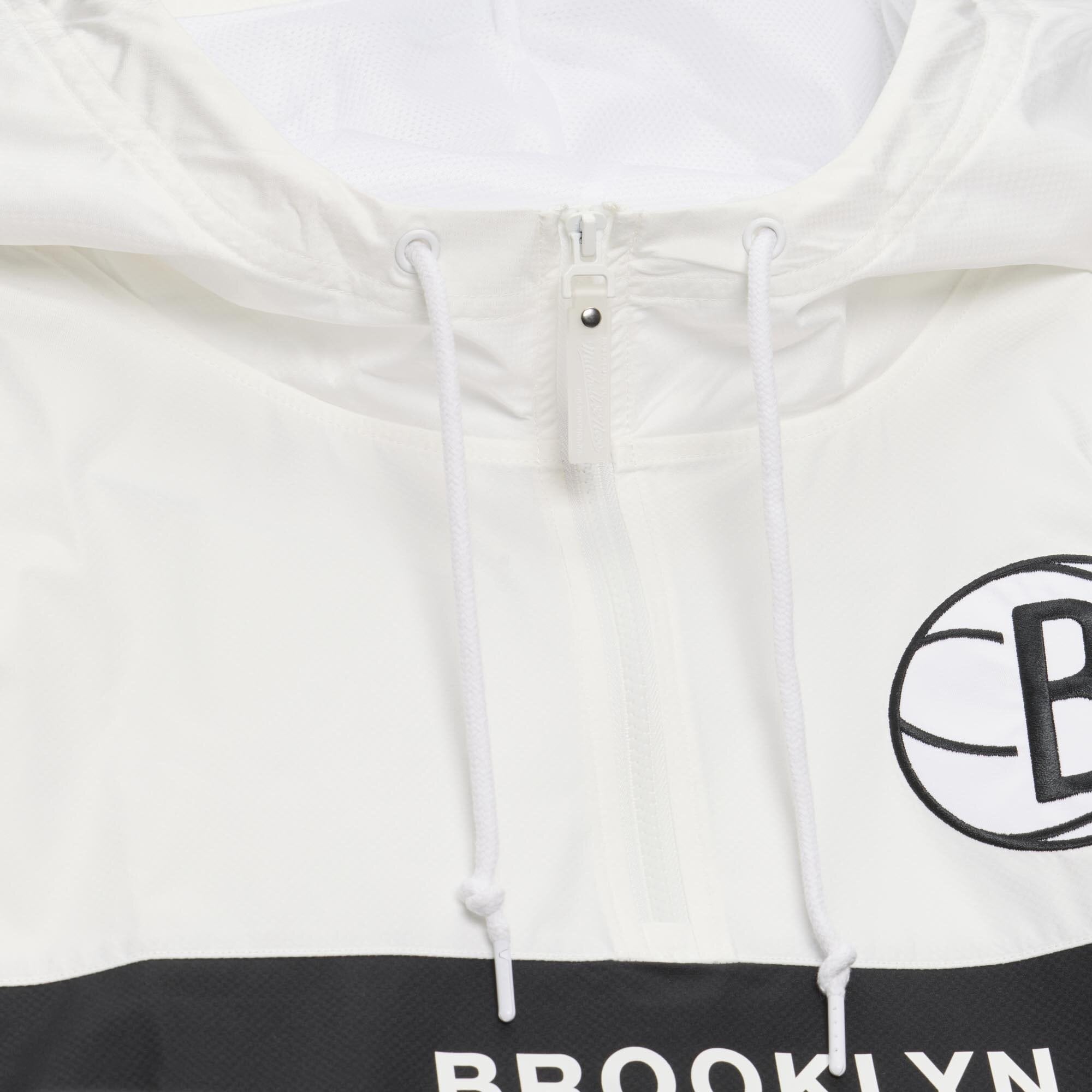 Men's Mitchell & Ness  Black Brooklyn Nets Head Coach Lightweight Anorak Quarter-Zip Windbreaker