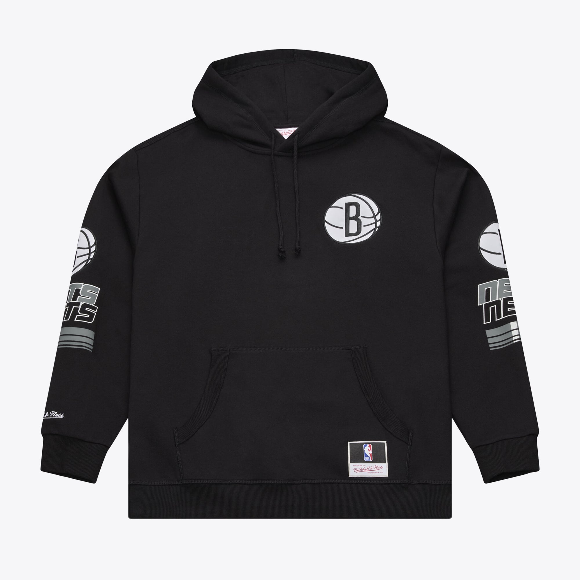 Sweat à capuche en polaire Mitchell & Ness noir Brooklyn Nets triple motif carreaux pour homme