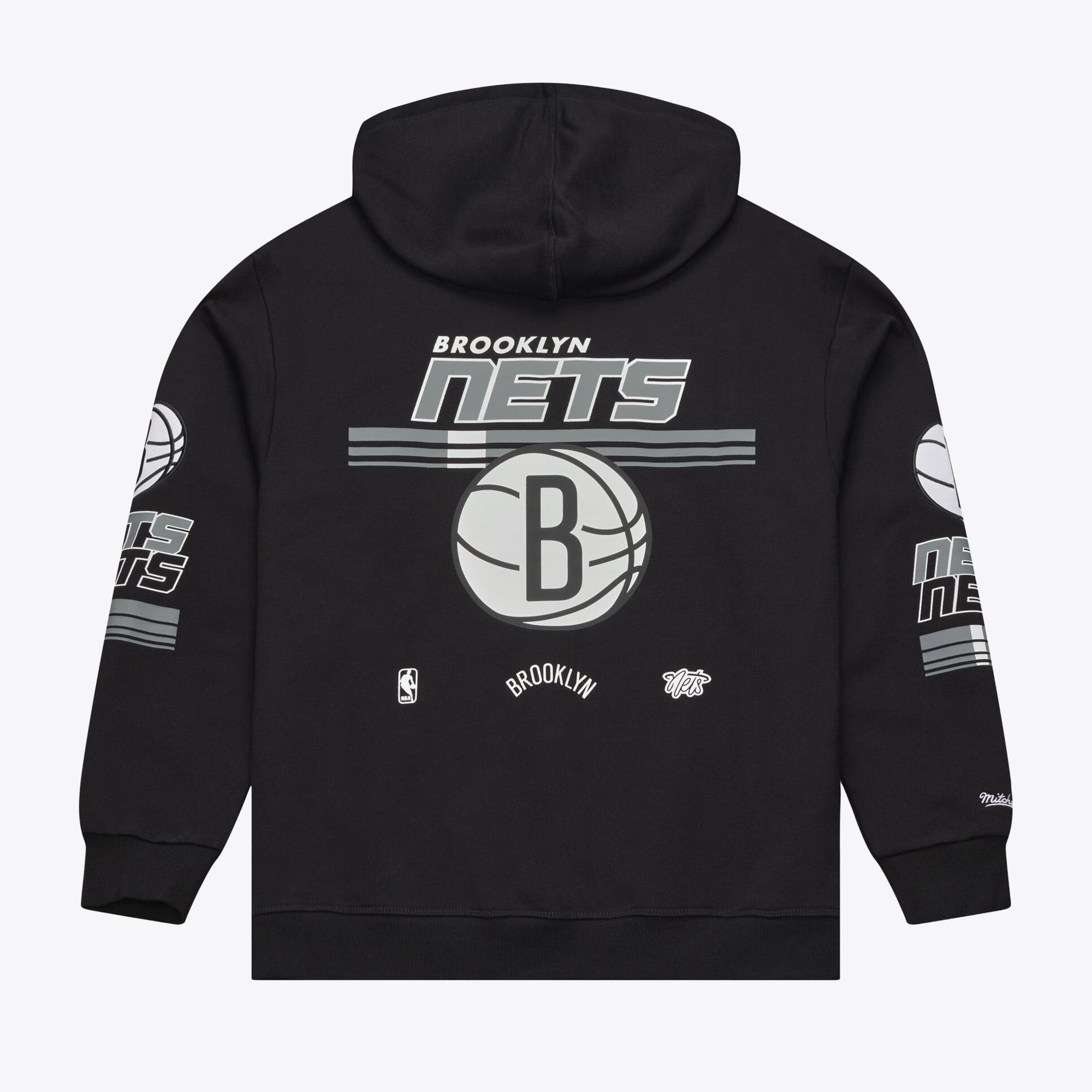Sweat à capuche en polaire Mitchell & Ness noir Brooklyn Nets triple motif carreaux pour homme