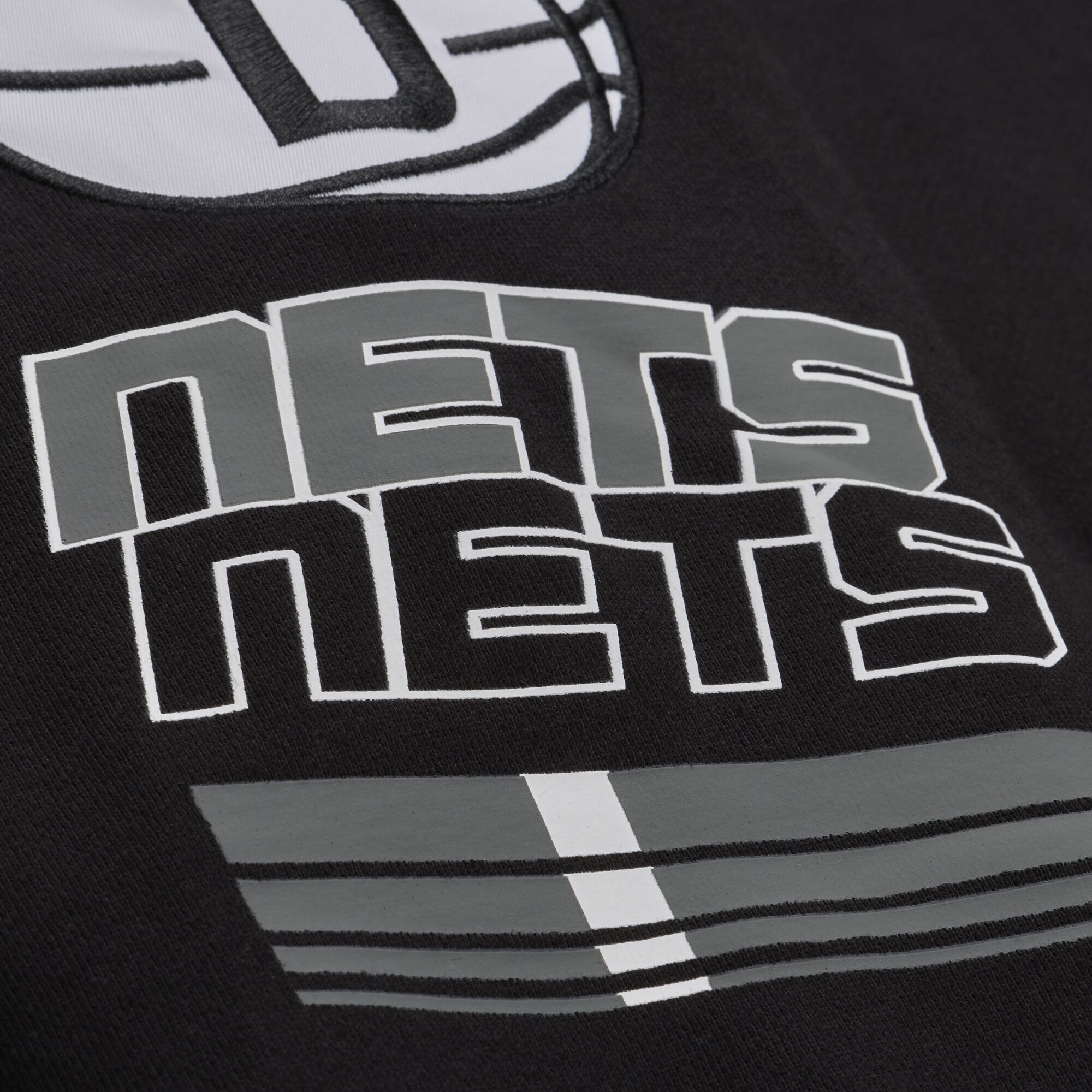 Sweat à capuche en polaire Mitchell & Ness noir Brooklyn Nets triple motif carreaux pour homme