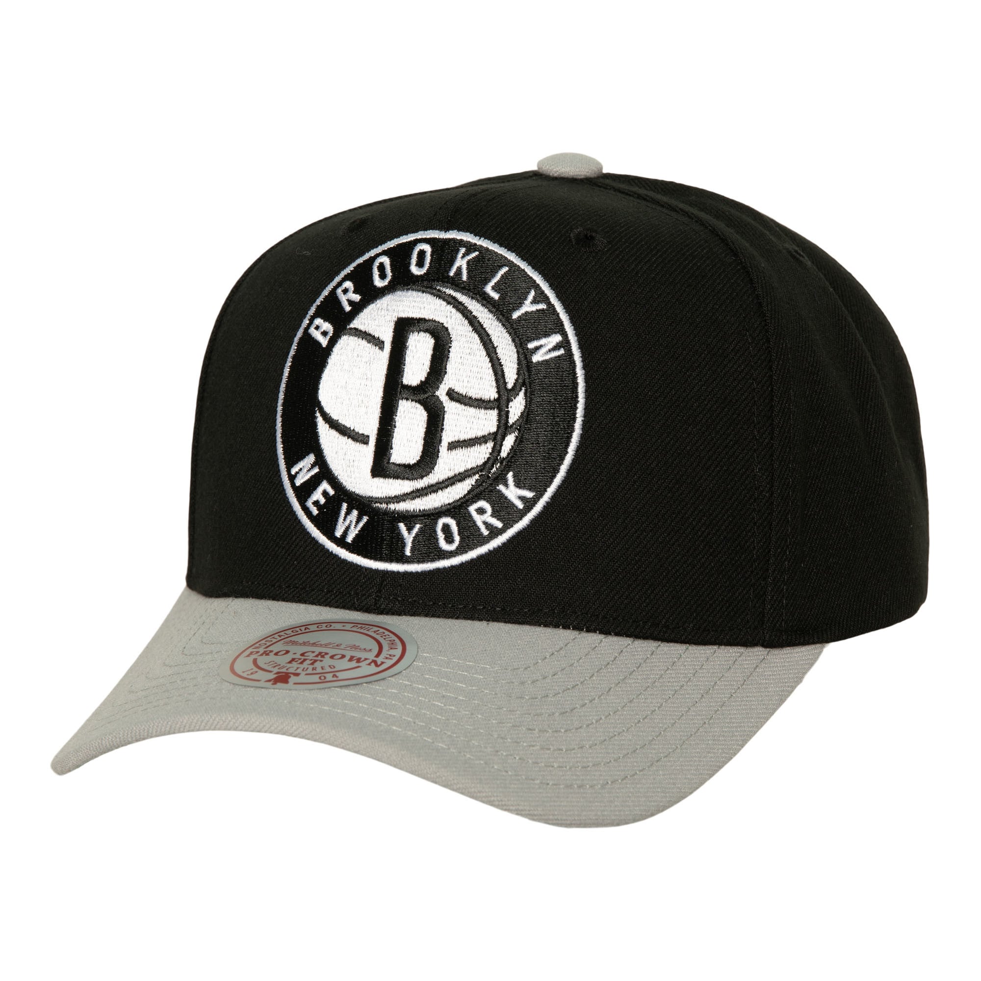 Men's Brooklyn Nets Mitchell & Ness Black/Gray Soul XL Logo Pro Crown Snapback Hat