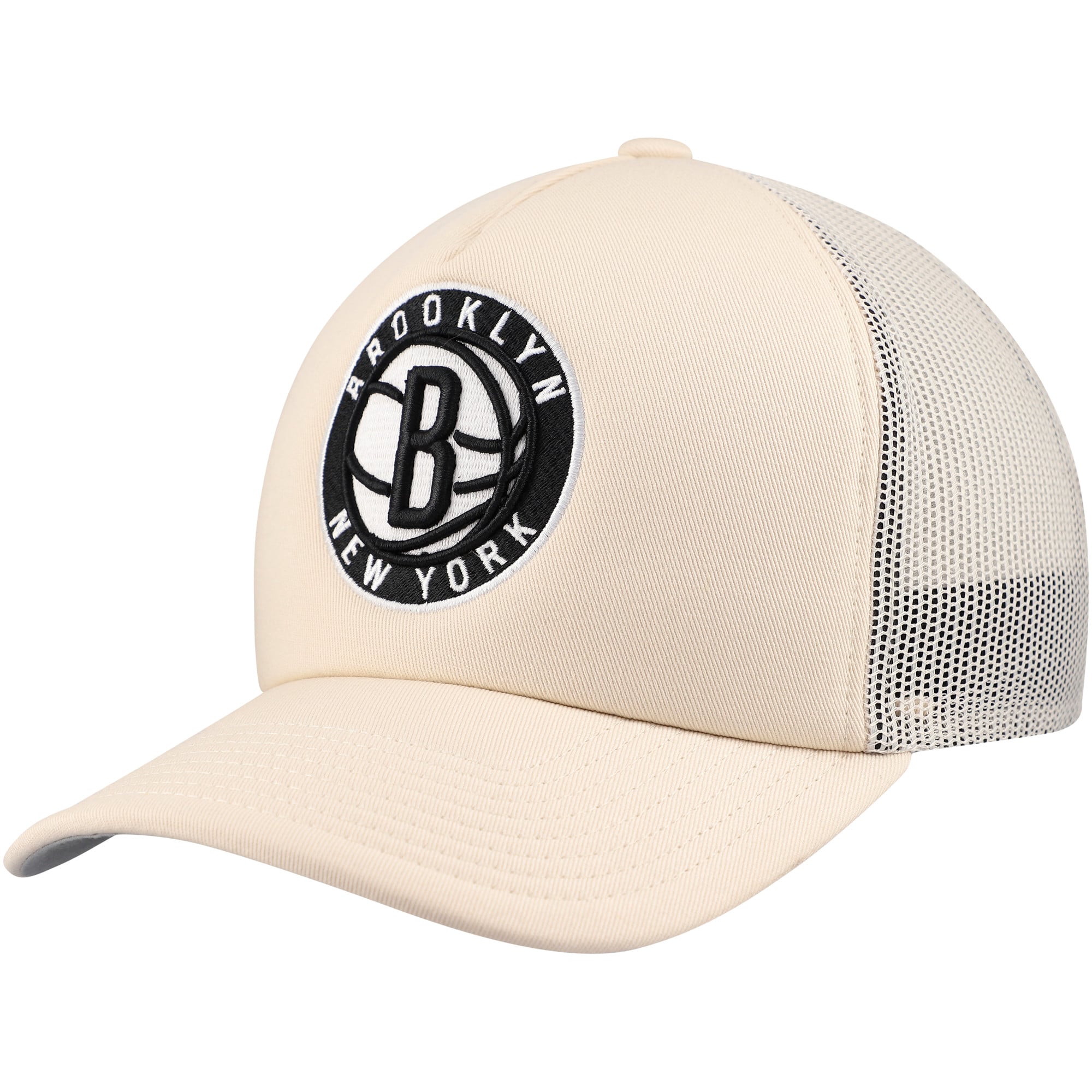 Men's Brooklyn Nets Mitchell & Ness Cream Trucker Adjustable Hat