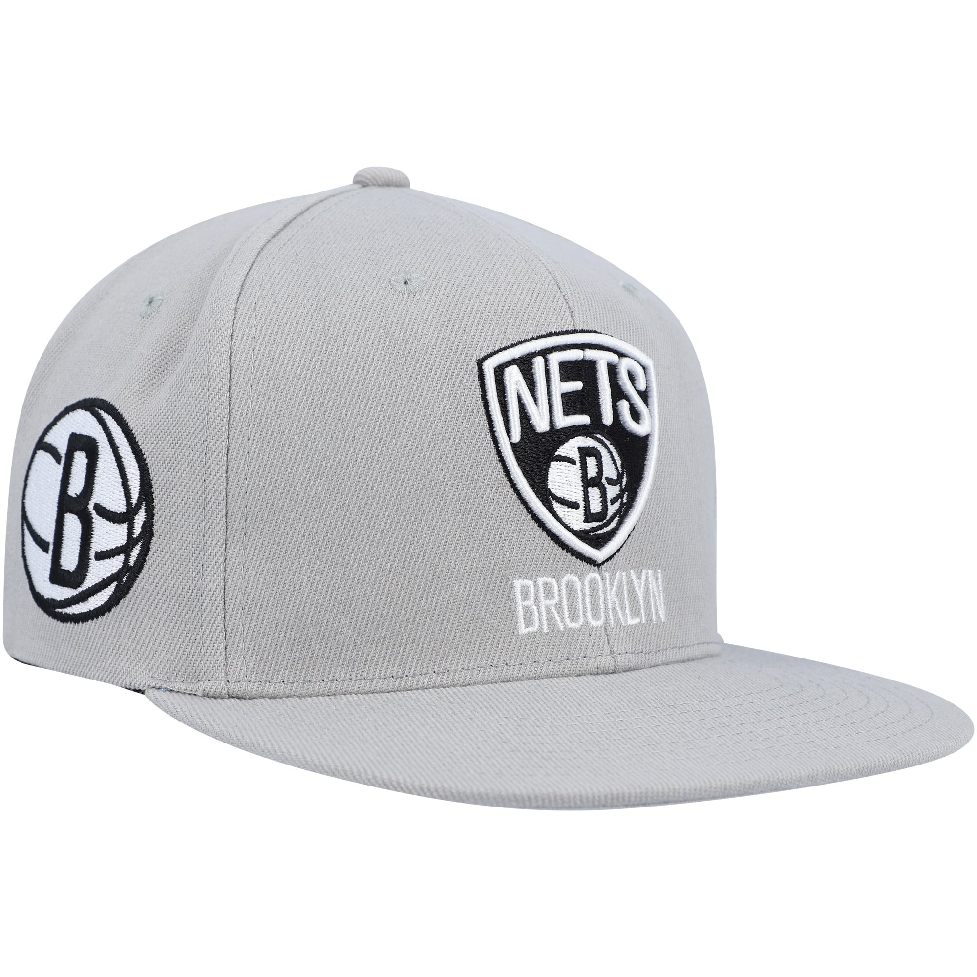 Men's Brooklyn Nets Mitchell & Ness Gray Side Core 2.0 Snapback Hat