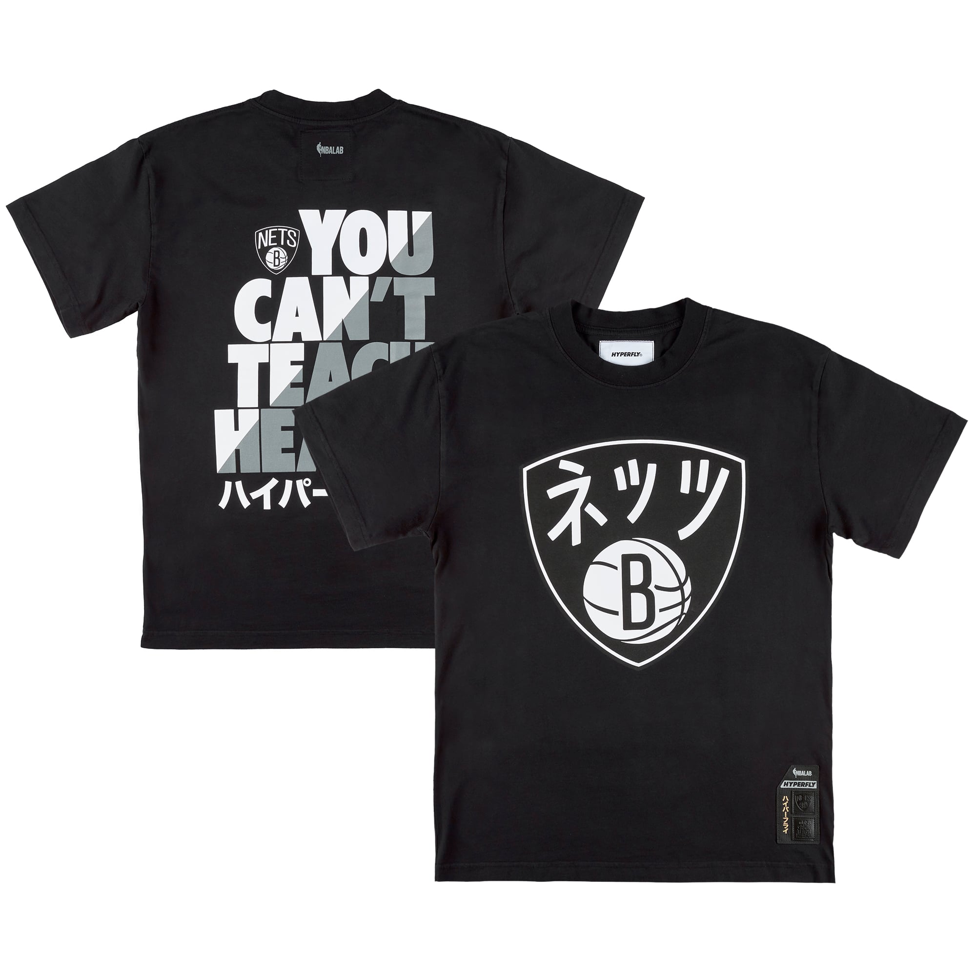 Men's Brooklyn Nets NBA x Hyperfly Black Katakana T-Shirt