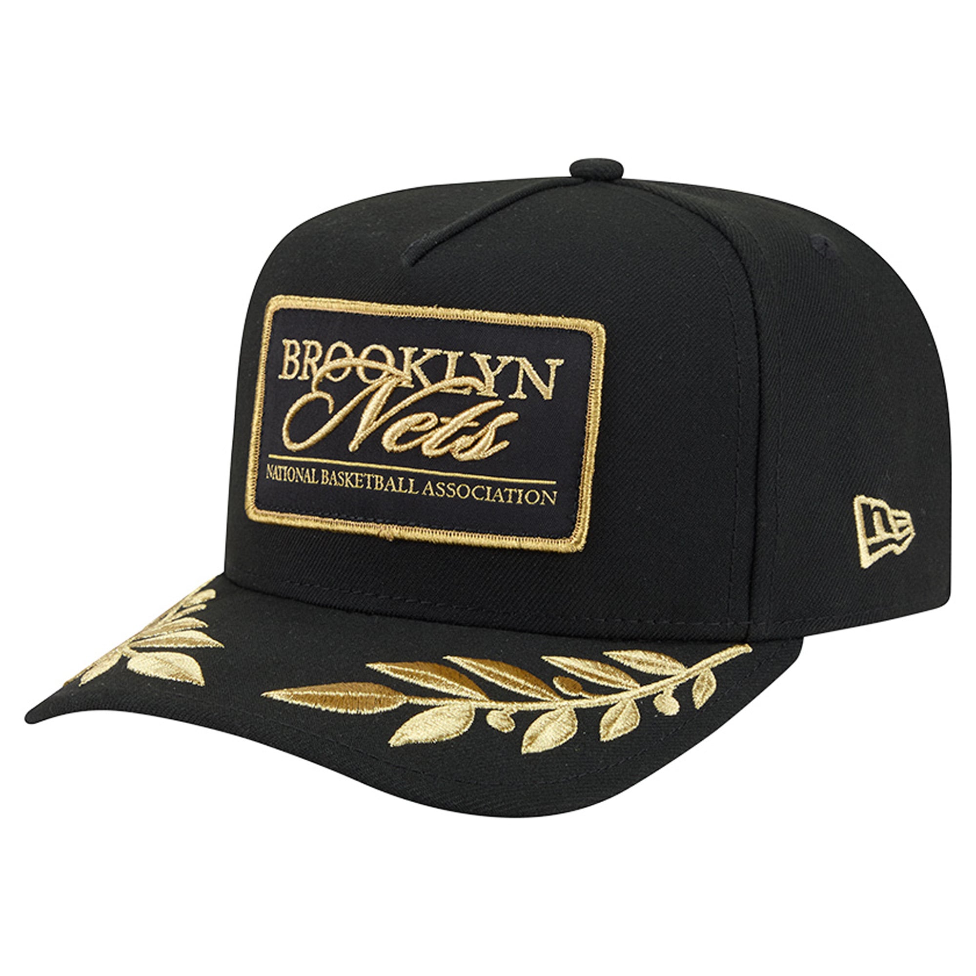 Men's New Era Black Brooklyn Nets Golden 9FIFTY Snapback Hat