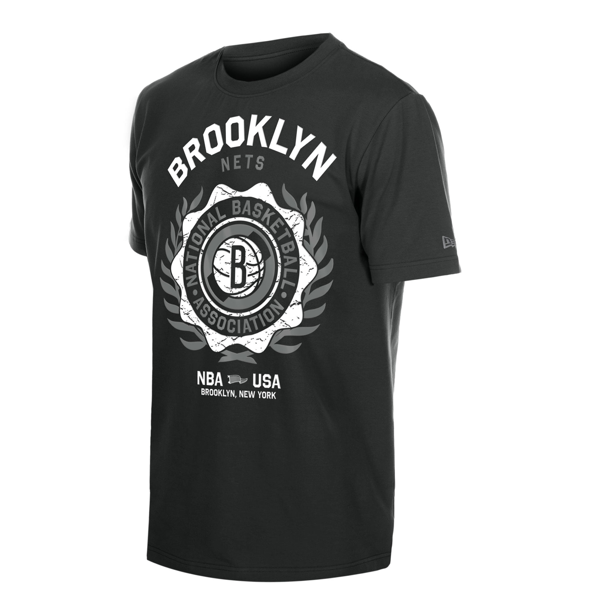 T-shirt floqué New Era noir Brooklyn Nets Laurel Crest pour homme