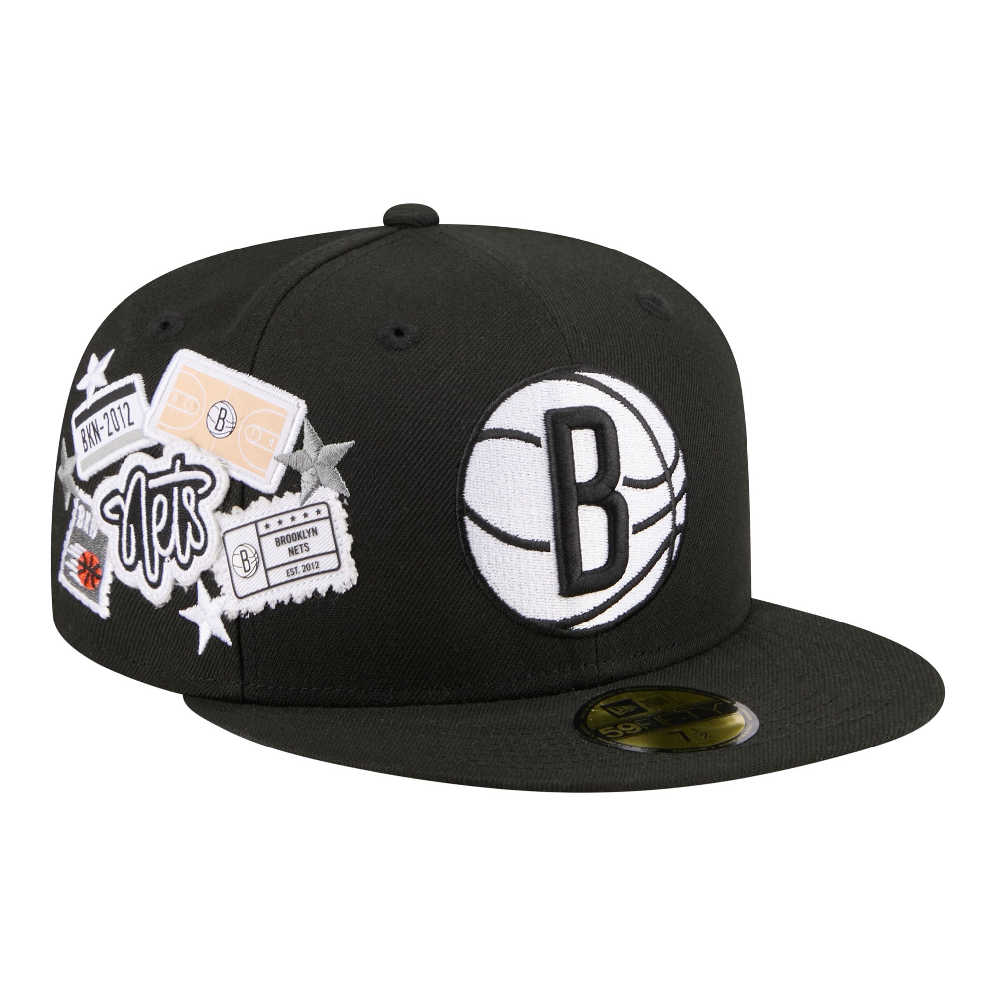 Men's Brooklyn Nets New Era Black Team Collage 59FIFTY Fitted Hat