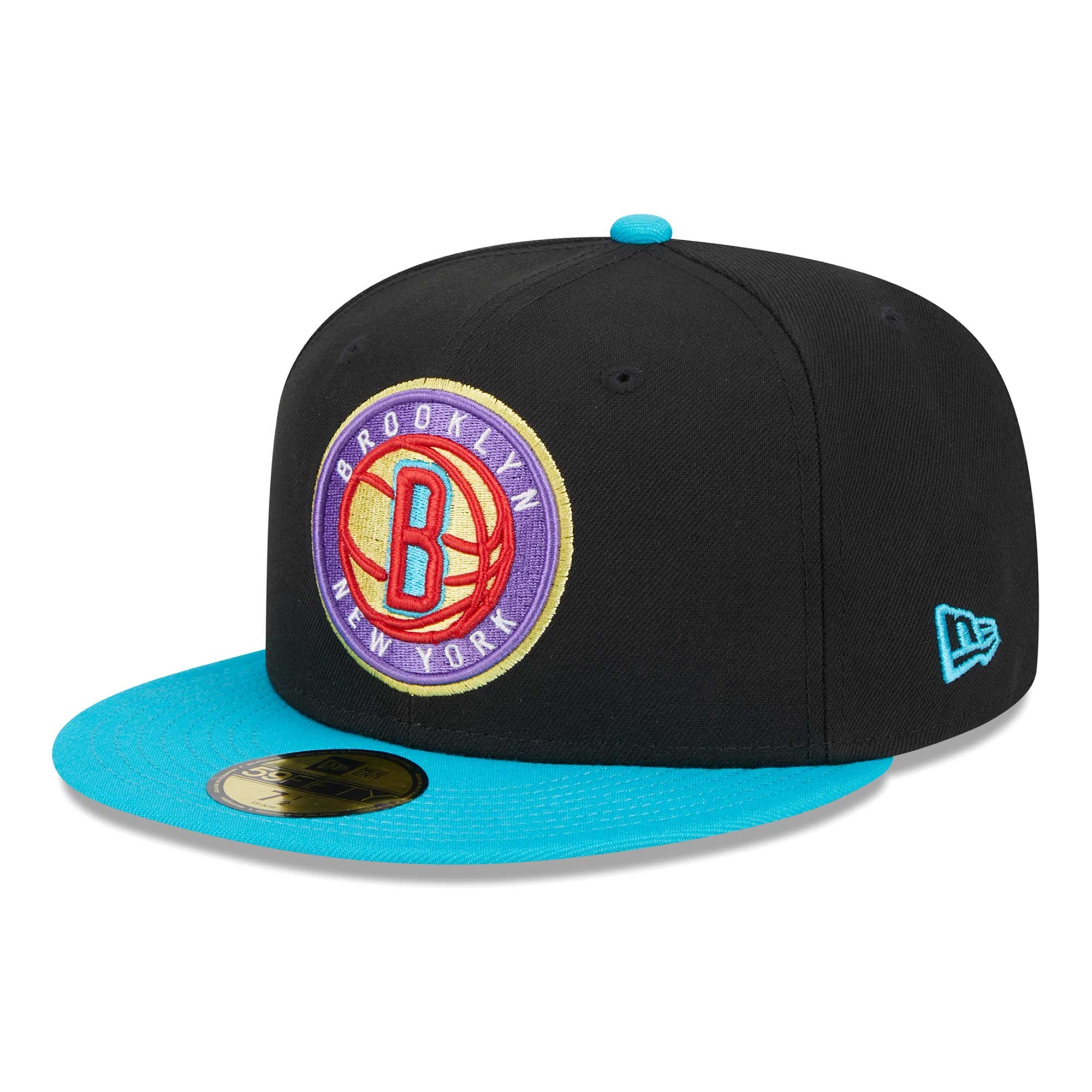 Men's Brooklyn Nets New Era Black/Turquoise Arcade Scheme 59FIFTY Fitted Hat
