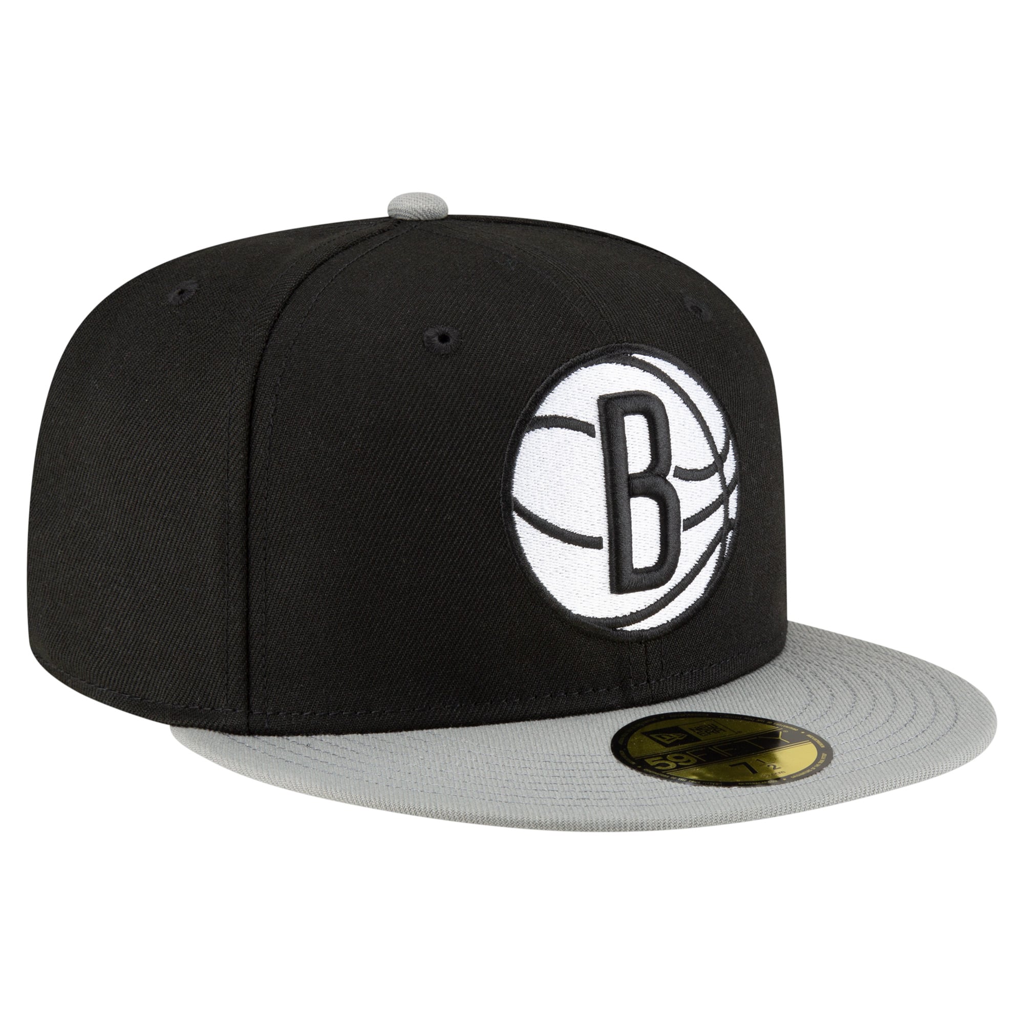Men's New Era Black/White Brooklyn Nets 2-Tone 59FIFTY Fitted Hat