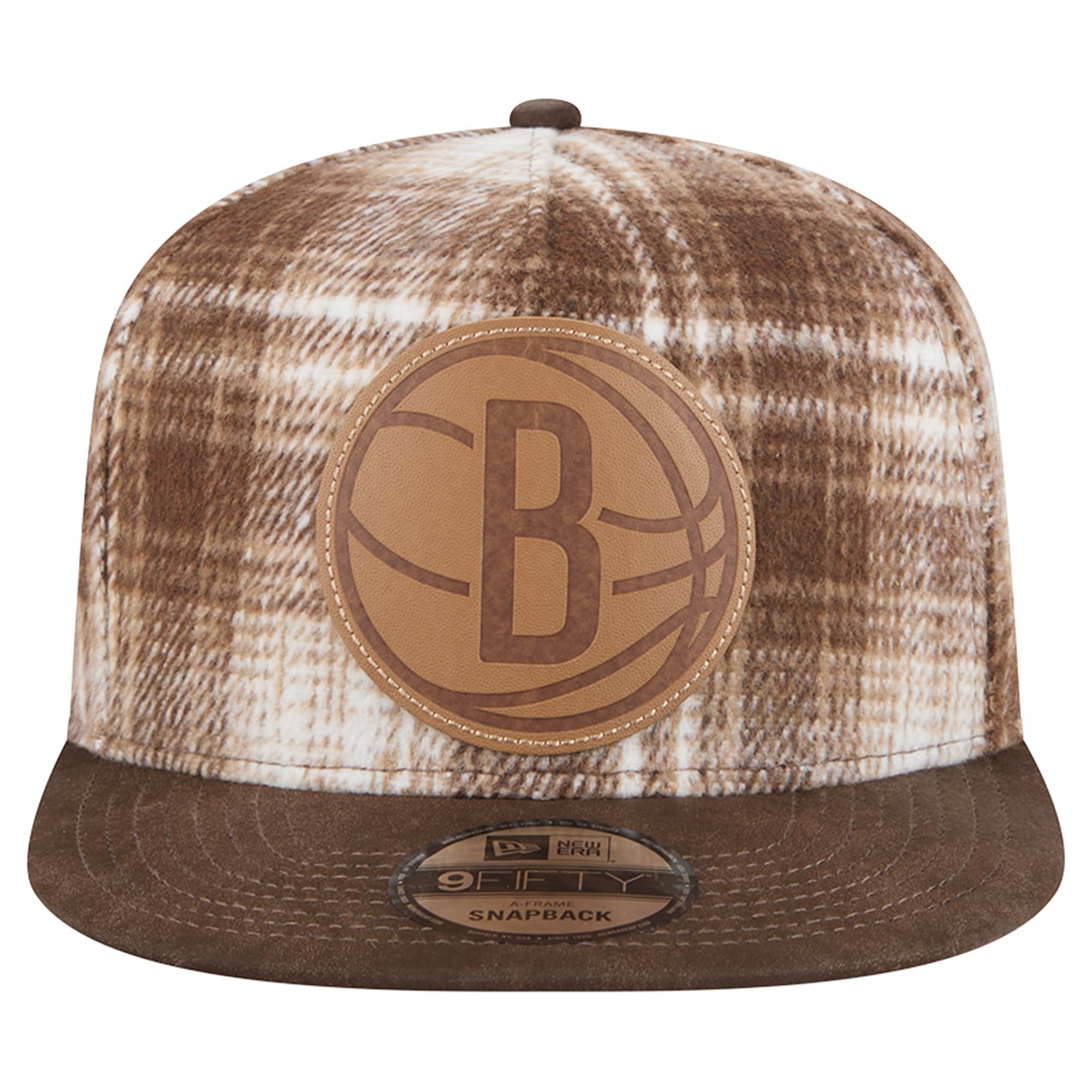 Casquette ajustable New Era 9FIFTY à carreaux marron Brooklyn Nets pour homme