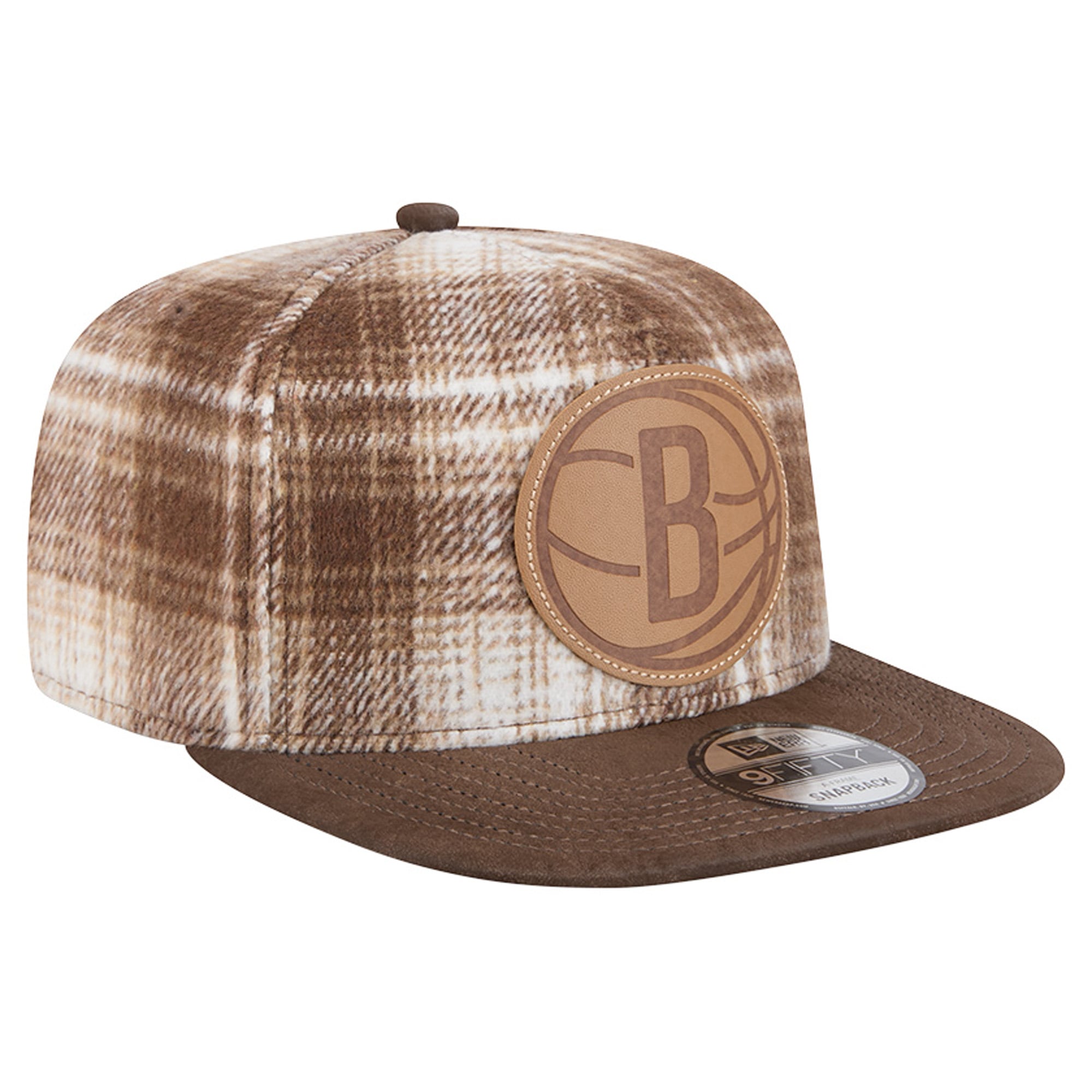 Casquette ajustable New Era 9FIFTY à carreaux marron Brooklyn Nets pour homme